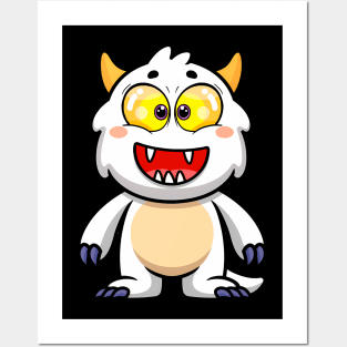 Baby Monster White Happy Posters and Art